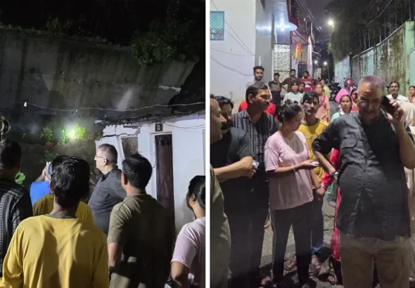 Dehradun: भारी बारिश के कारण विजय कॉलोनी में दीवार ढही, दो-तीन मकानों को नुकसान