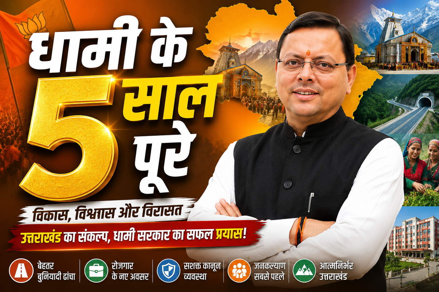 धामी सरकार के 5 साल, सेवा-सुशासन-समर्पण कार्यक्रम